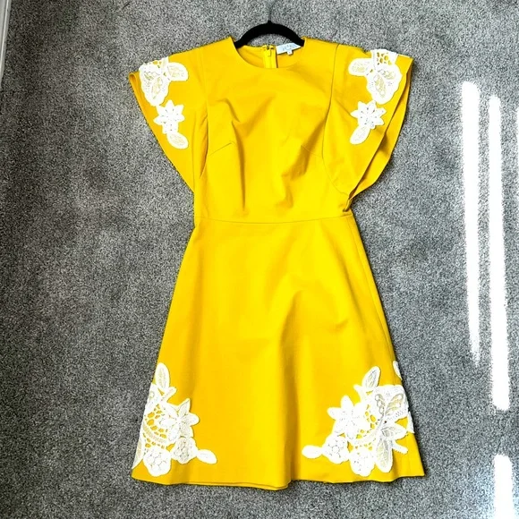 Lela Rose Dresses Pearl By Lela Rose Hand Embroidered Yellow